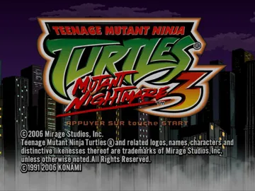 Teenage Mutant Ninja Turtles 3 - Mutant Nightmare screen shot title